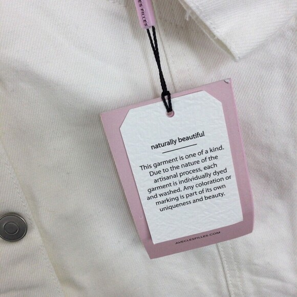 Avec Les Filles Ruffled Puff Sleeve Denim Jean Jacket White 2X NWT - Picture 4 of 13